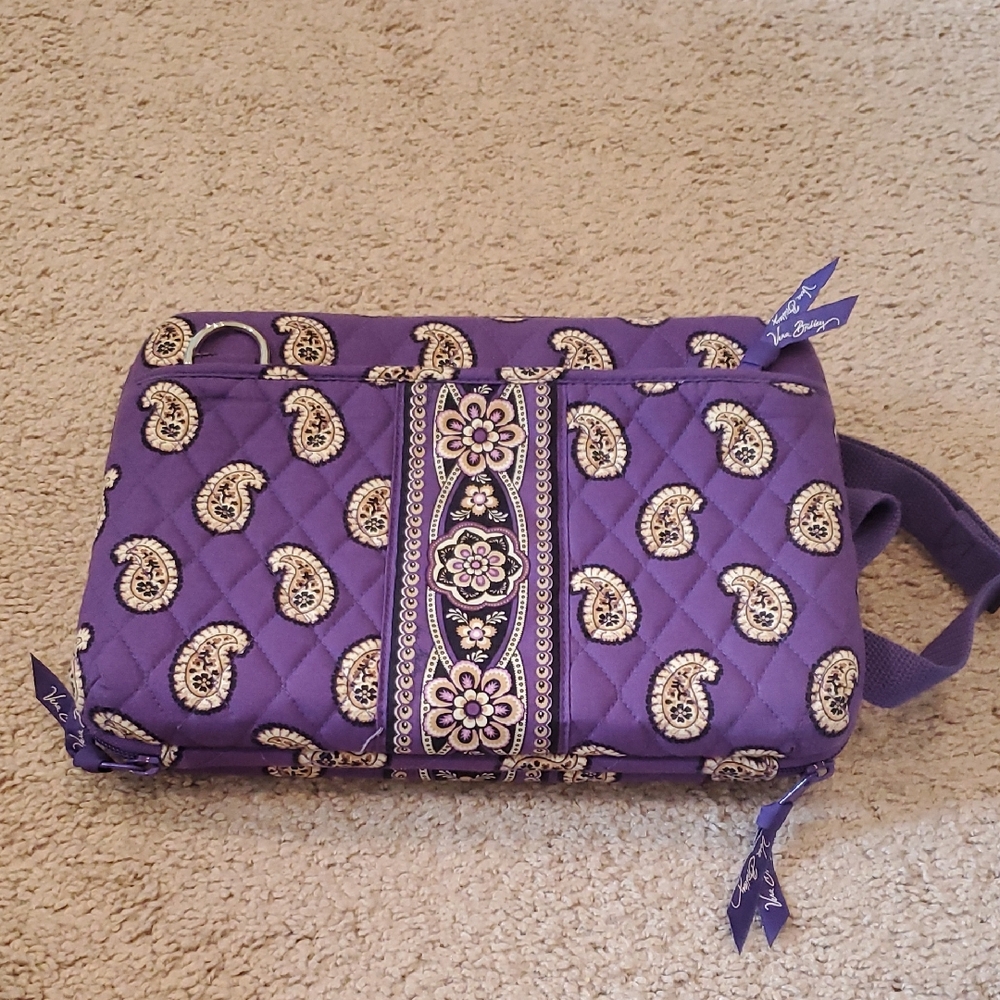 Vera Bradley Purple Quilted Paisley Ipad Hard Case Bag With Crossbody Strap